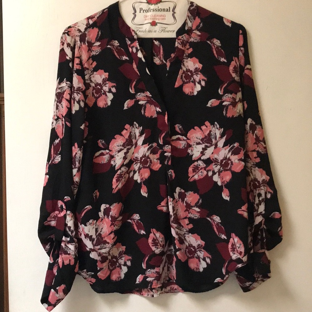 Lightweight floral blouse. 3/4 button down with long sleeves